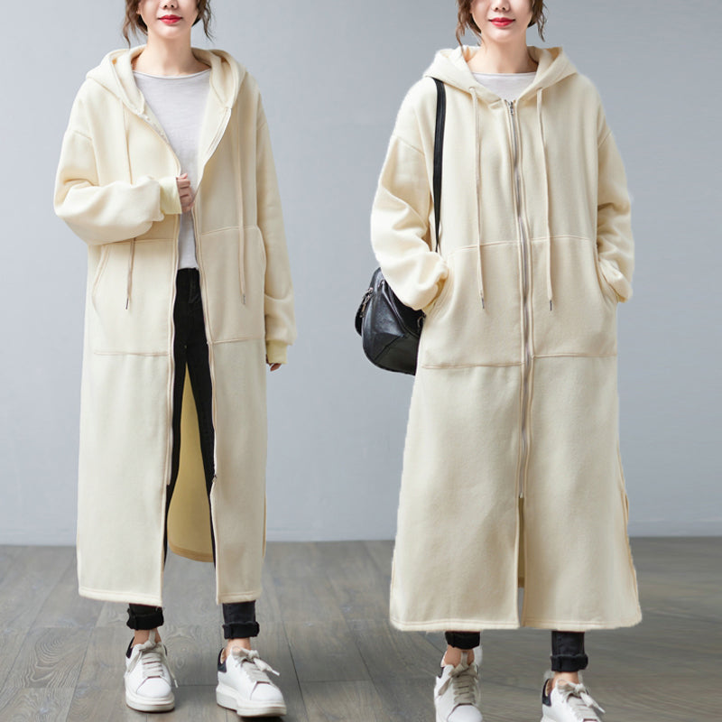 Women's Plus Size Thickened Fleece Hooded Sweater Coat