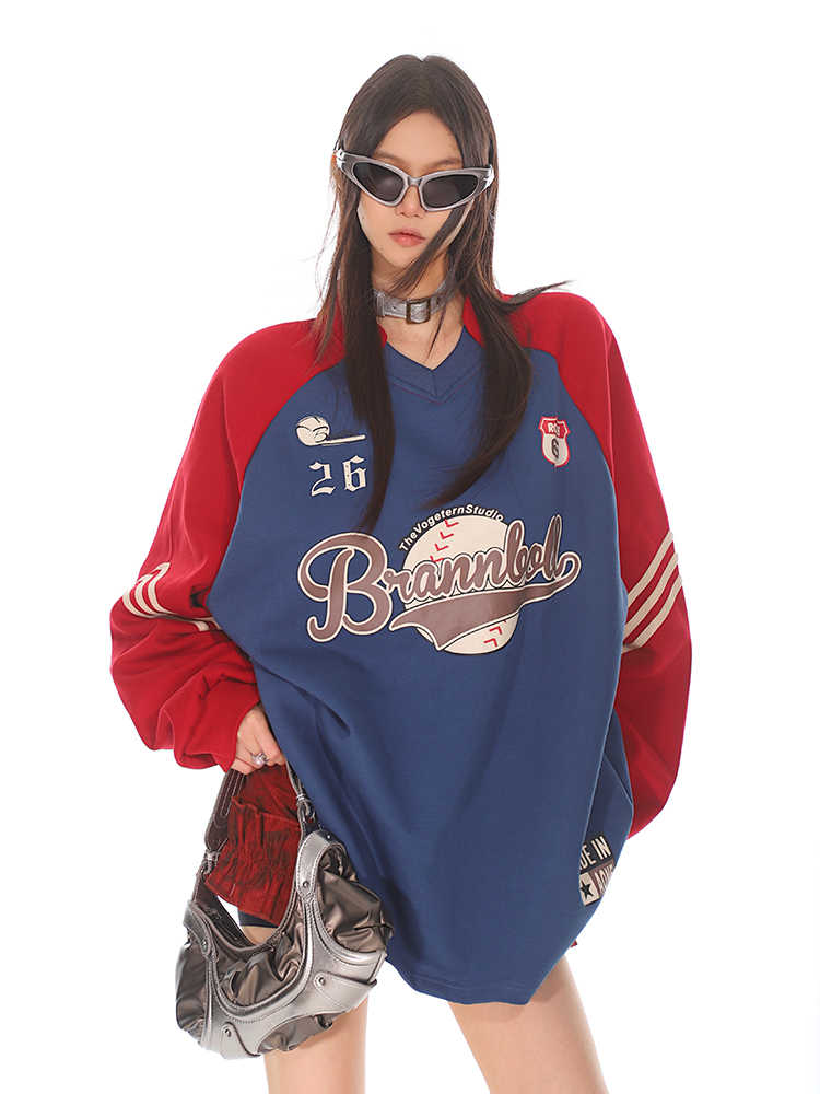 Vintage American Sports V-Neck College Sweatshirt