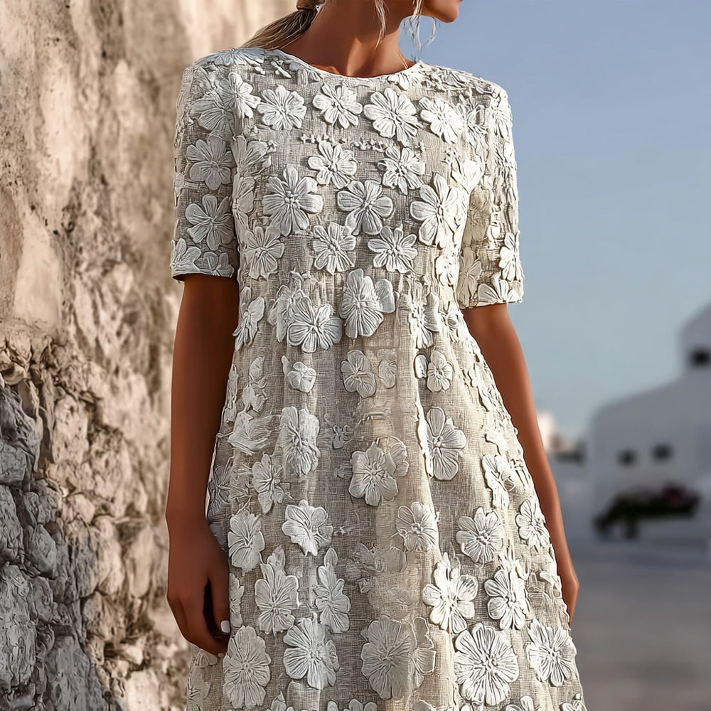 Simple Round Neck Stylish and Elegant Womens Dress