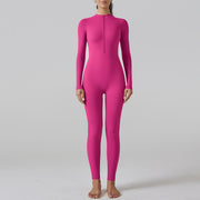 Women's Zip-Front Long Sleeve Skinny Jumpsuit