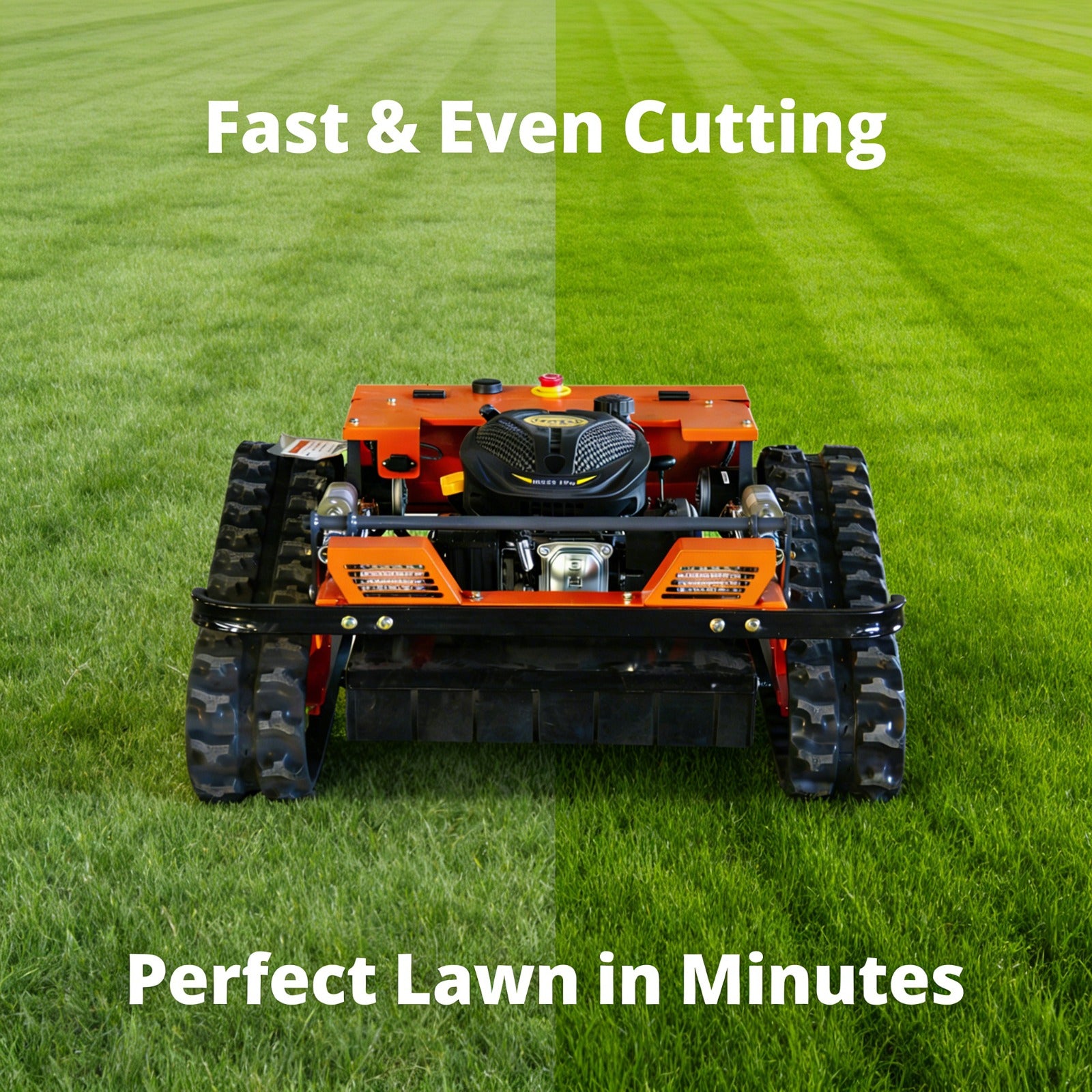 Remote Control Gas‑Powered Lawn Mower with Adjustable Cutting Height, RATO Engine – Yellow/Red/Blue, Includes Cap and Gloves