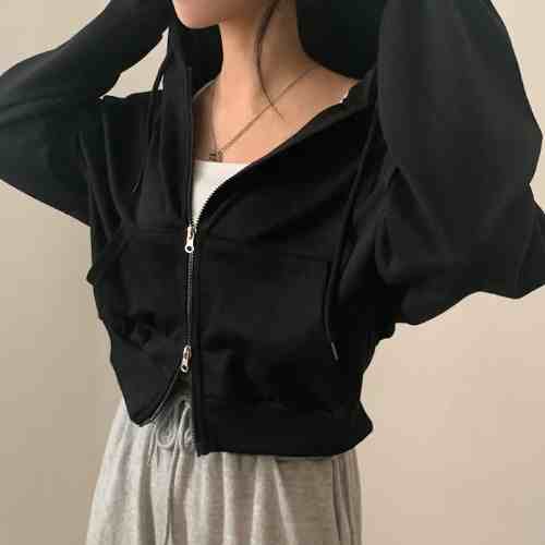 Chic Hooded Zipper Long Sleeve Sweater Coat