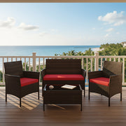 [Patio Furniture Set] 4pcs/8pcs Patio Furniture Set W/Washable Cushions And Tempered Glass Coffee Table
