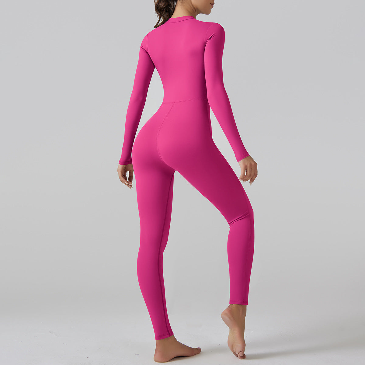 Women's Zip-Front Long Sleeve Skinny Jumpsuit