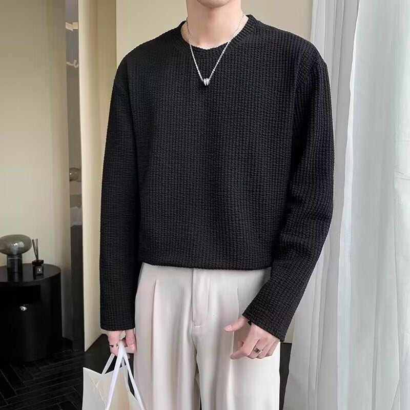 Lightly Mature-style Corn-pattern Relaxed-fit Long-sleeve Sweater