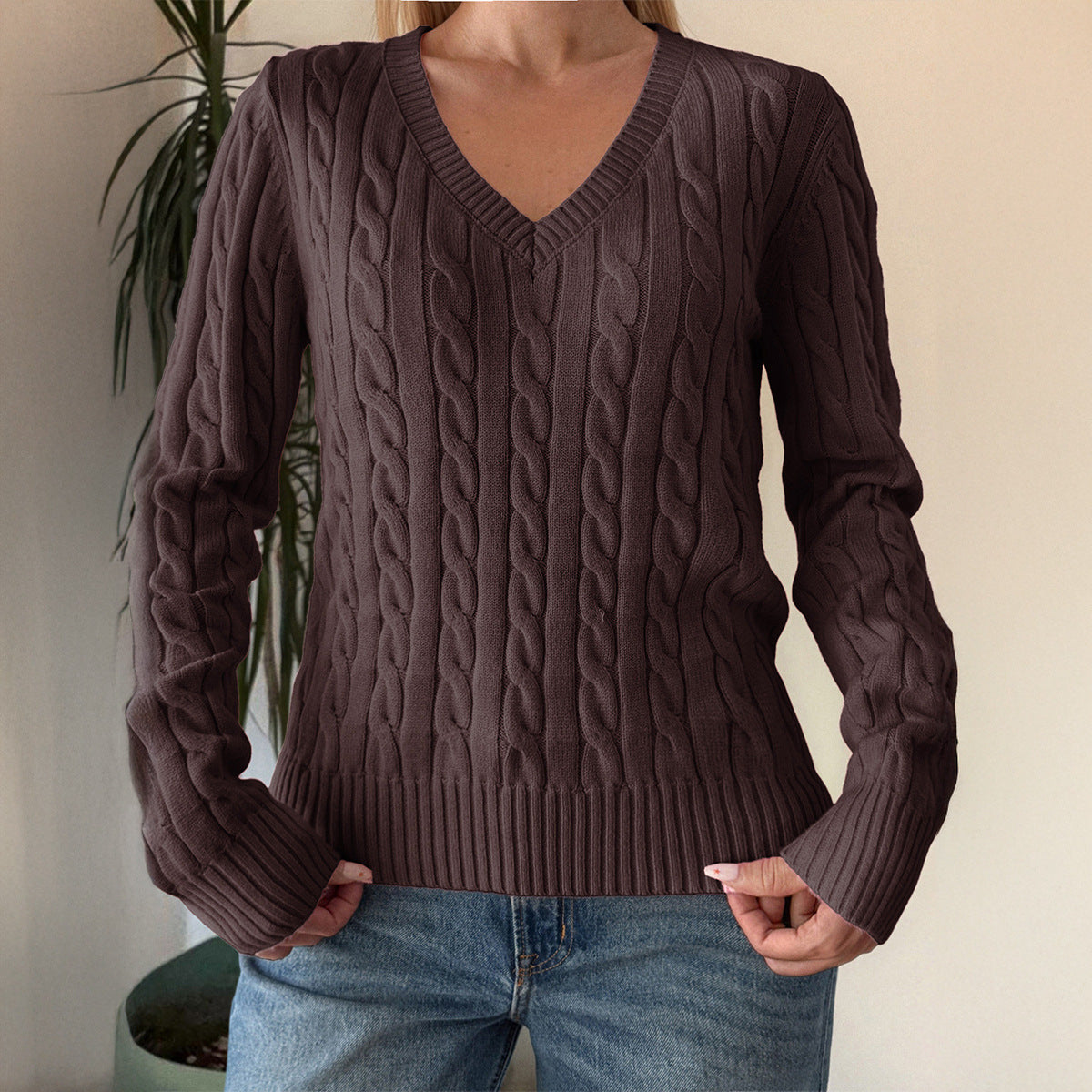 All-match Woolen Long-sleeved Top Sweater for Women