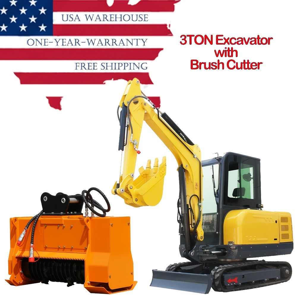 3-Ton Compact Excavator with Brush Cutter – Versatile Small-Scale Digger