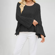 2 O-neck Short Cable Loose-fitting Solid Color Sweater