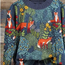 Cozy Animal Print Couple's Casual Round Neck Sweater