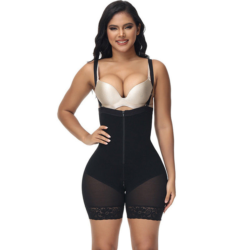 High Waist Shaping Crotch Zipper Corset Pants