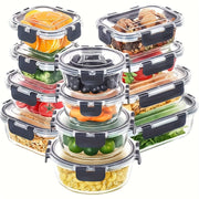 12pcs Glass Food Storage Containers with Lids Meal Prep Pantry Kitchen Storage Containers for Lunch Leak Proof Airtight Glass Lunch Bento Boxes for Microwave Oven Freezer And Dishwasher