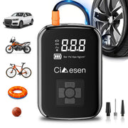 Portable Cordless Tire Inflator with Digital Display and Multi-Nozzle Adapter