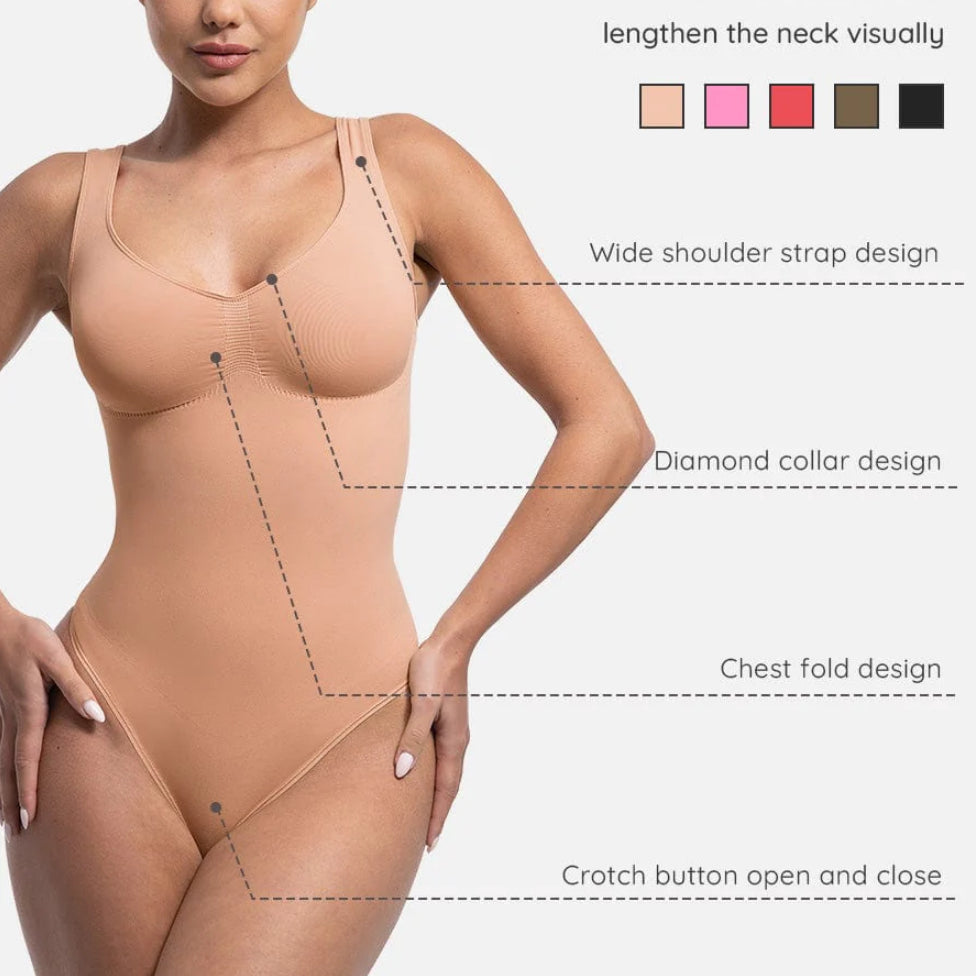 Seamless Tummy Control Thong Bodysuit with Bust Support