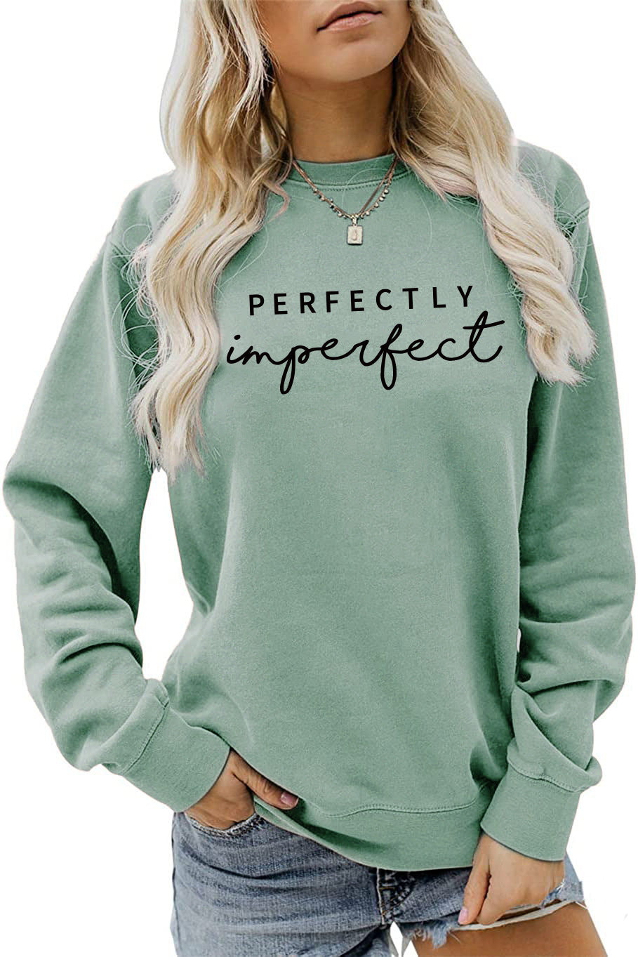 PERFECTLY Imperfect Women's Round Neck Long Sleeve Sweater