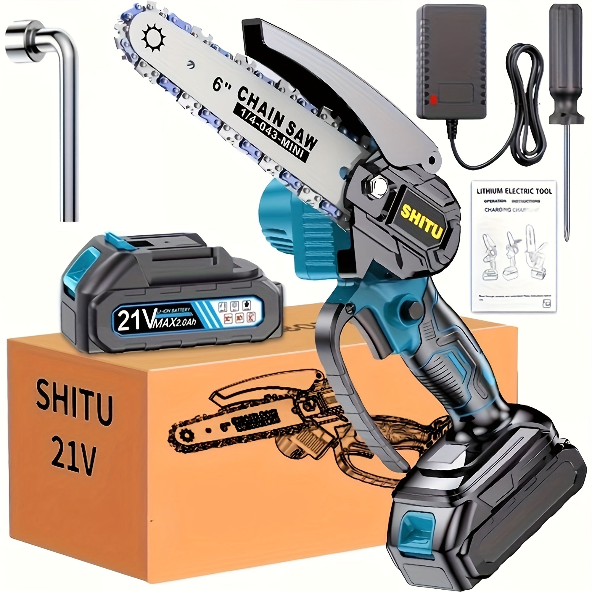 Mini Chainsaw Cordless, Lightweight & Portable Handheld Electric Tree Cutter With Splash Guard, Security Lock, Rechargeable Battery, And Safe Trimming For Quick Cutting Of Tree Branches...