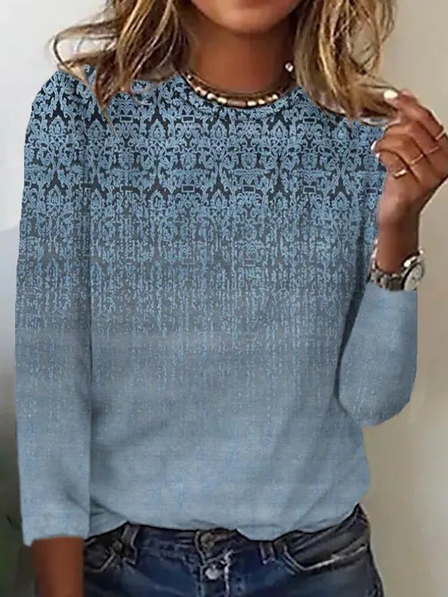 Vintage Printed Loose Round Neck T-Shirt