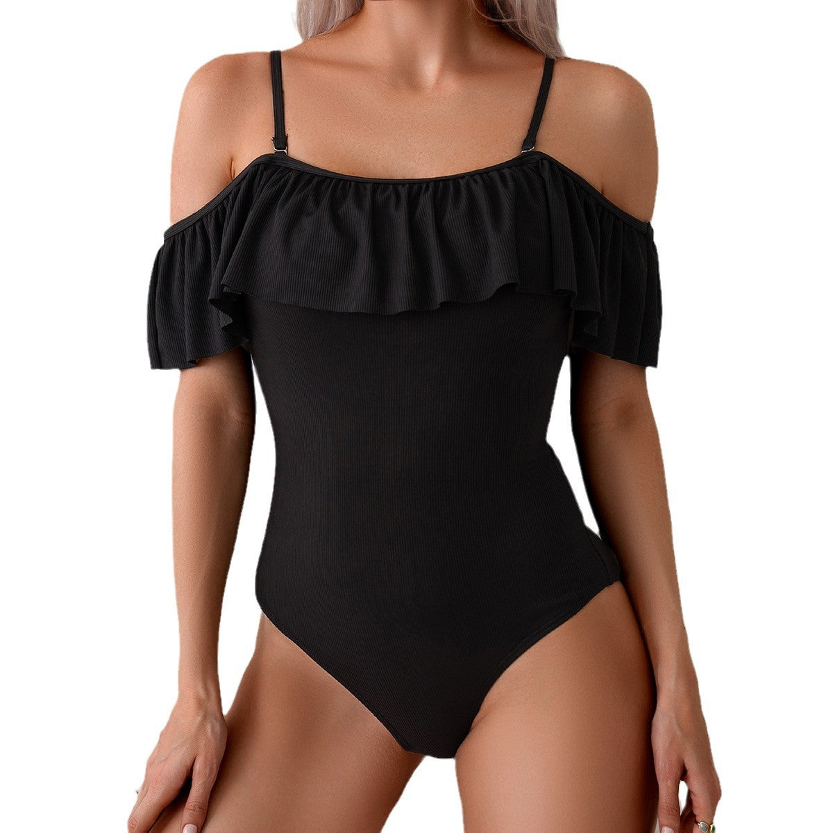 Chic Ruffled Strap One-Piece Bikini Swimsuit