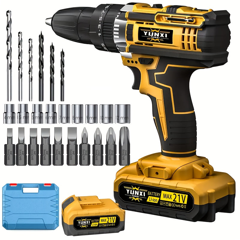 Wireless Lithium Ion Drill Bit Set with Battery & Fast Charger | Impact Pistol Drill Bit, Electric Screwdriver Function, Speed & Torque Control - Home Repair, Fast Charging | Perfect Gift