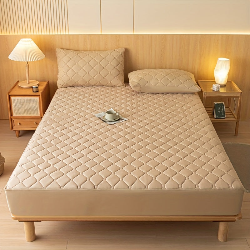 Waterproof Mattress Protector | Embossed Design Quiet Fitted Sheet Thickened Cover Single