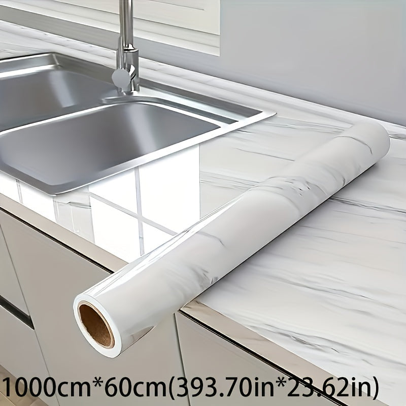 [1 Roll Jazz Marble Sticker] 1 Roll Jazz White Marble Texture Self-Adhesive Wall Sticker | Easy to Disassemble and Freely Splice | Suitable for Various Desktops, Smooth Walls, Bathroom Walls, Kitchen…
