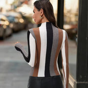 Knitted Sweater with Striped Top