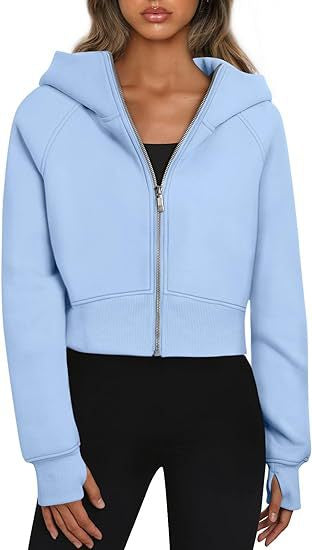 Cozy Fleece Zip-Up Hooded Sweatshirt for Women