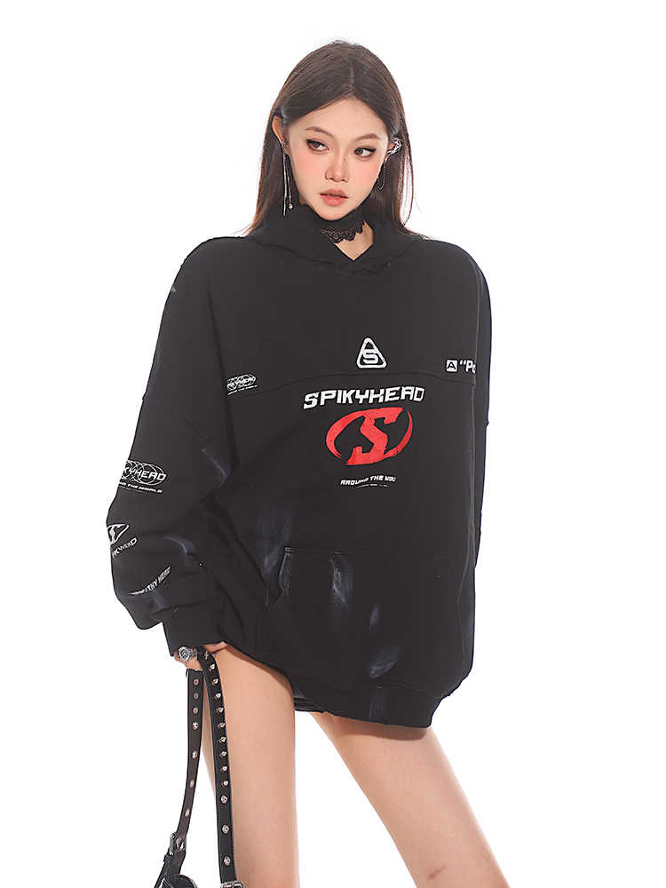 Cozy Letter Print Loose Hooded Sweatshirt