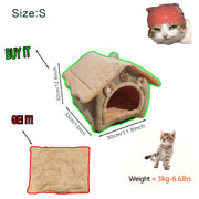 Straw House Style Cartoon Bear Print Dog House, Suitable For Small Dogs And All Sizes Cats, Made Of Polyester Fiber, Soft And Comfortable For A Cozy Winter, Casita Para Perro, Dog House Outdoor, Dog