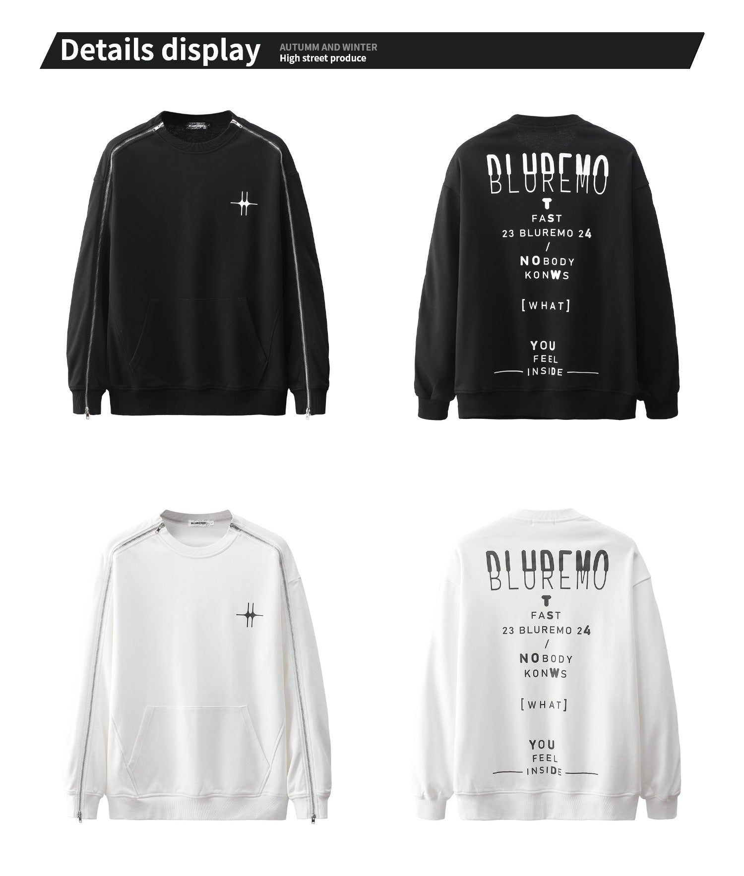 Letter Print Zipper Pullover Sweatshirt