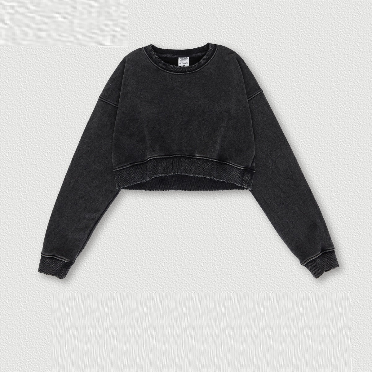 Washed Worn Frayed Round Neck Sweater