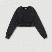 Washed Worn Frayed Round Neck Sweater