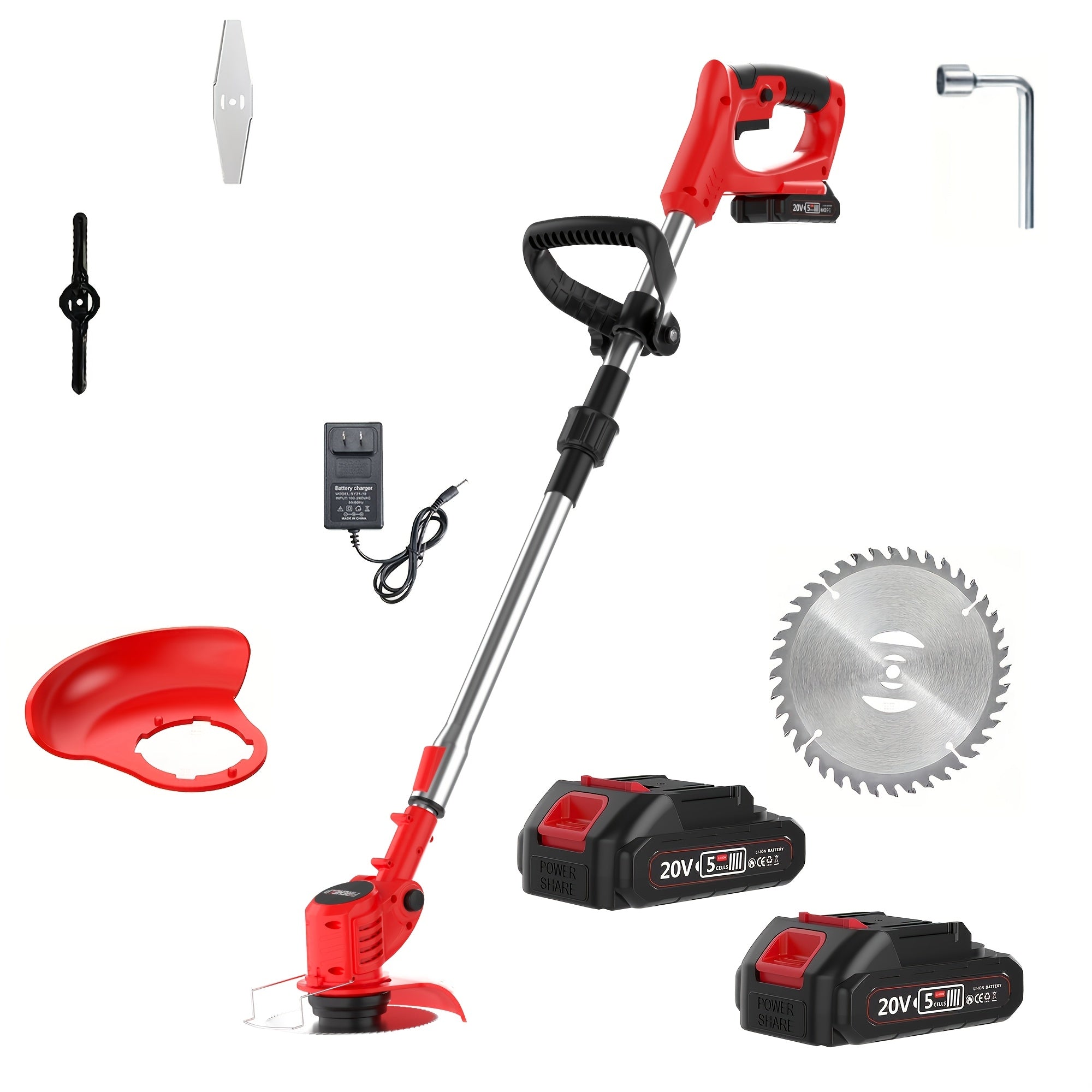 Portable Cordless Electric Lawn Mower, 3-in-1 Trimmer Edger Shrub Cutter, Lightweight Powerful Yard Tool, Adjustable Height & Rotating Head, 3 Blades & 2 High-Capacity Lithium Batteries, for Garden Patio, Perfect Father's Day Gift for Dad Husband Men