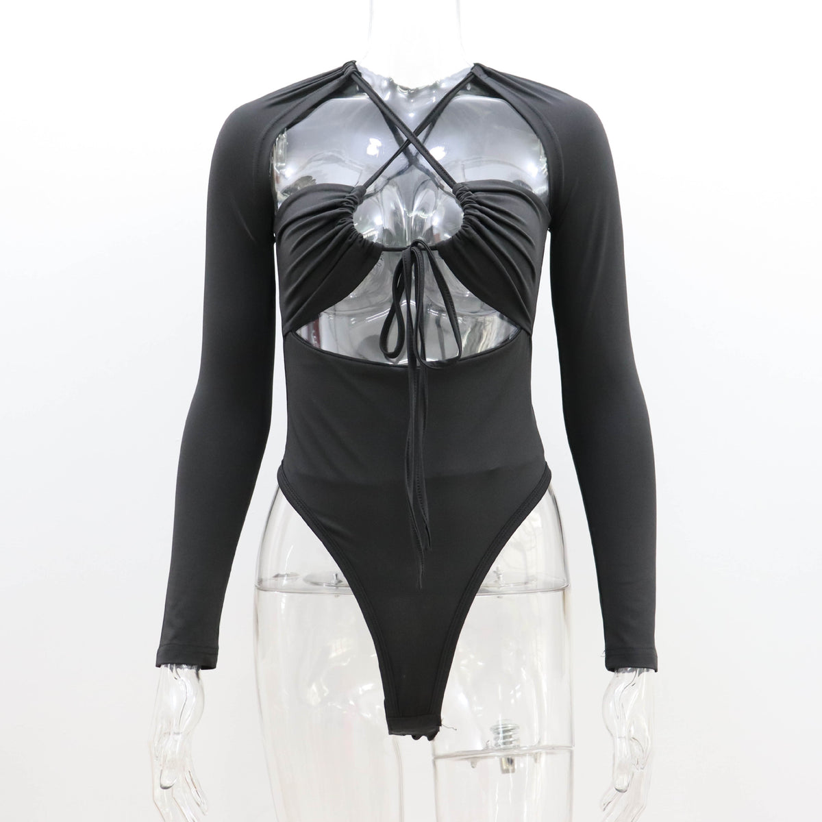 Hollow Out Long Sleeve Slim Fit Jumpsuit
