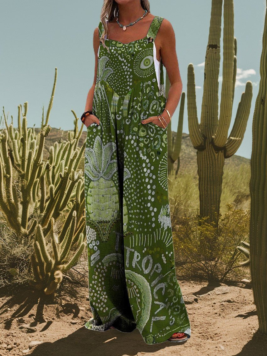 Chic Abstract Print Sleeveless Jumpsuit