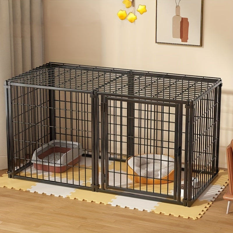 Sturdy Dog Crate Heavy Duty Sturdy Large Dog Crate - 48L X 24H Pet Kennel With Top, Multi-size Indoor Playpen For Small&medium Dogs&cat&chicken, Black & White