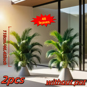 2pcs Large Artificial Palm Trees - Realistic Tropical Decor with Lush Green Leaves, All-Season Indoor/Outdoor Decoration for Home, Office, Wedding, Party - No Maintenance Fake Plants, Durable Plastic…