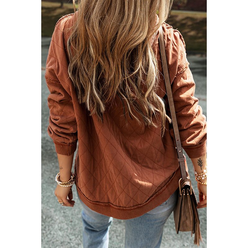 Casual Solid Color Long Sleeve Loose Women's Pullover Sweatshirt