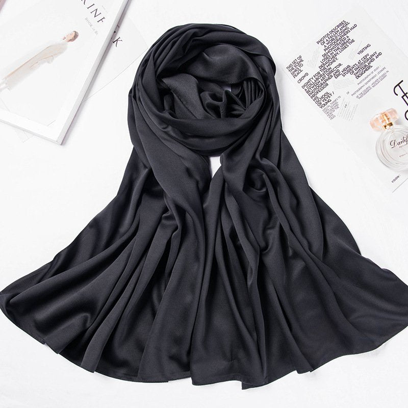 Monochrome Satin Headscarf for Women