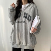 Youth Zipper Letter Sweater Casual Hoodie