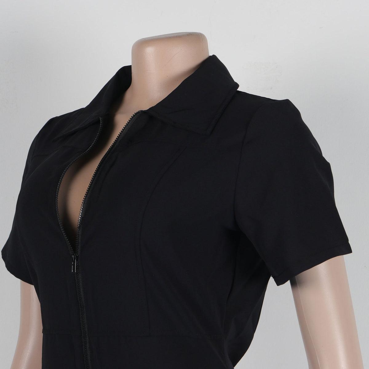 Summer Zipper Workwear With Pocket Jumpsuit