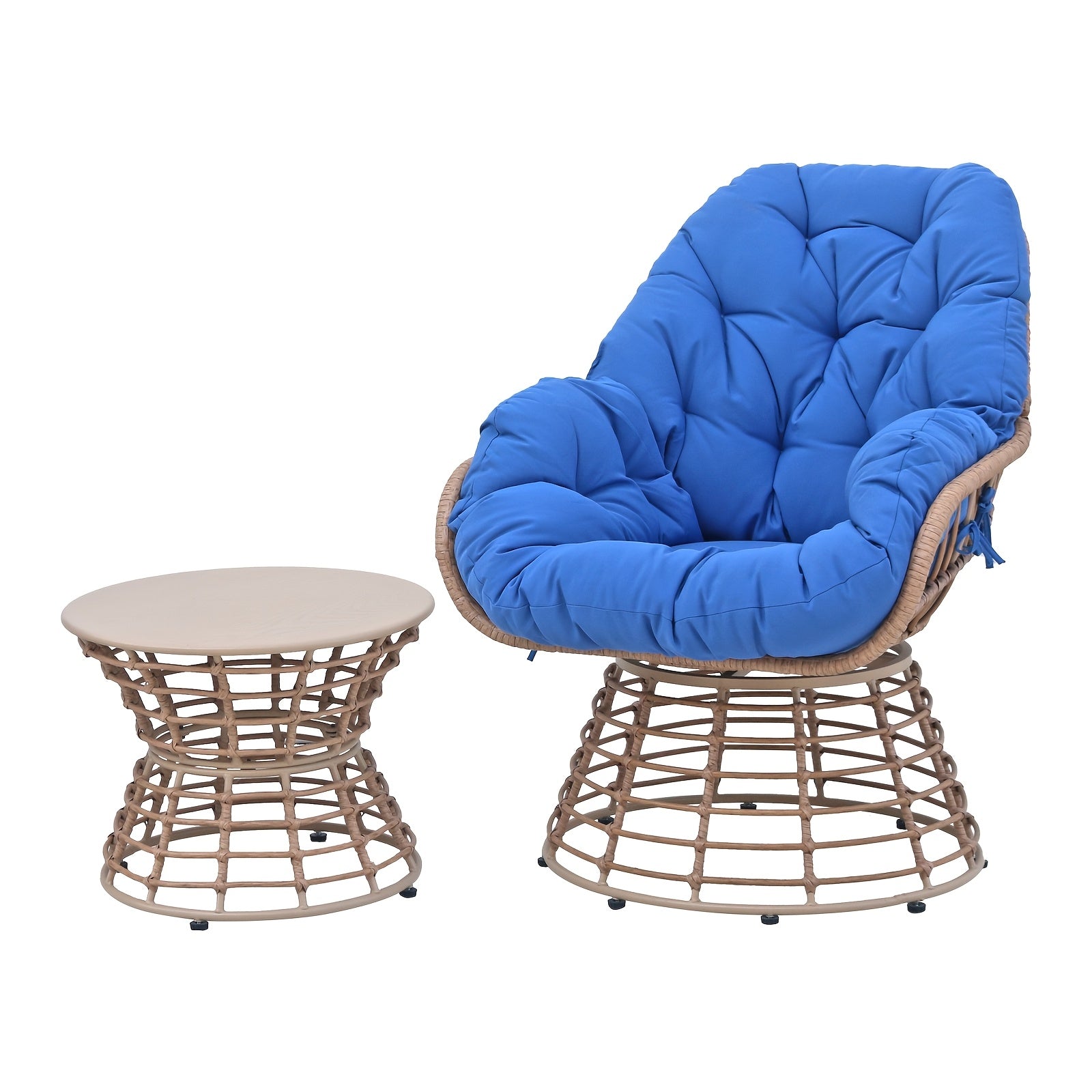 Outdoor Patio Swivel Chair 360 Degree Rotation, Wicker Bistro Set with Thick Cushions, Wicker Lounger Chairs, Rattan Chairs Conversation Set, Coffee Table, Ottoman, Garden Balcony Backyard, Ergonomic Design