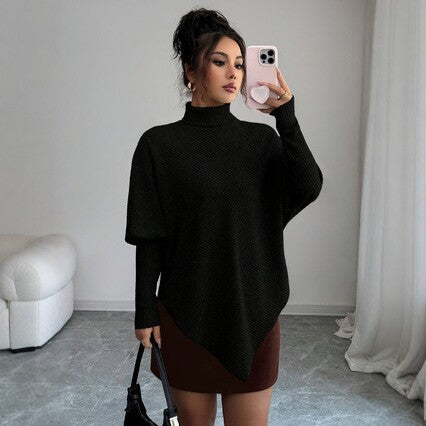 Womens Elegant Asymmetric Knitted Sweater