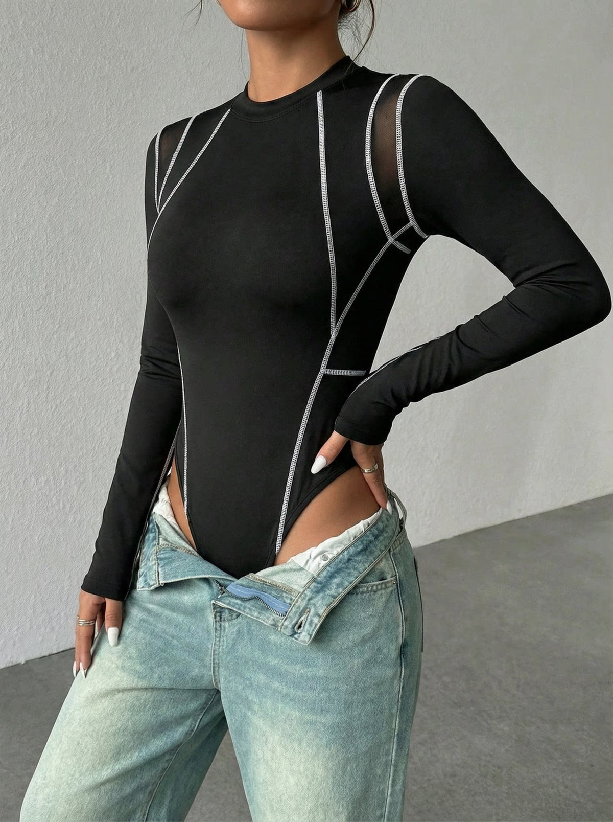 Women's Mesh Long-Sleeve Athletic Jumpsuit