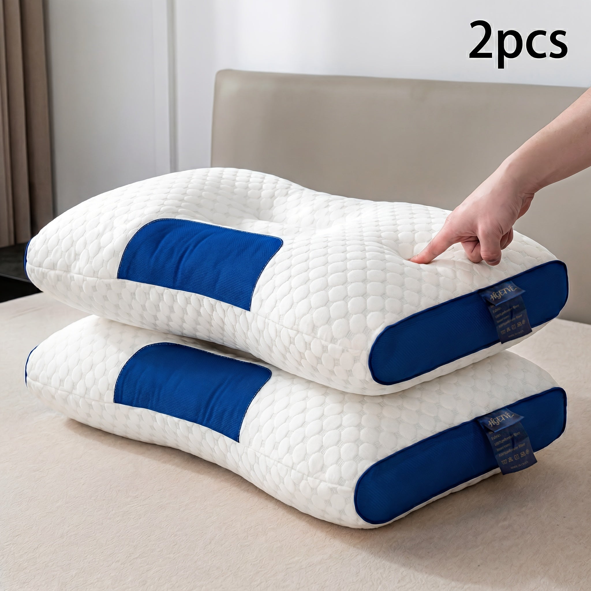 2 Pack Breathable Neck Pillows with Removable Zippered Pillowcase – Ergonomic Design for Shoulder and Neck Relief