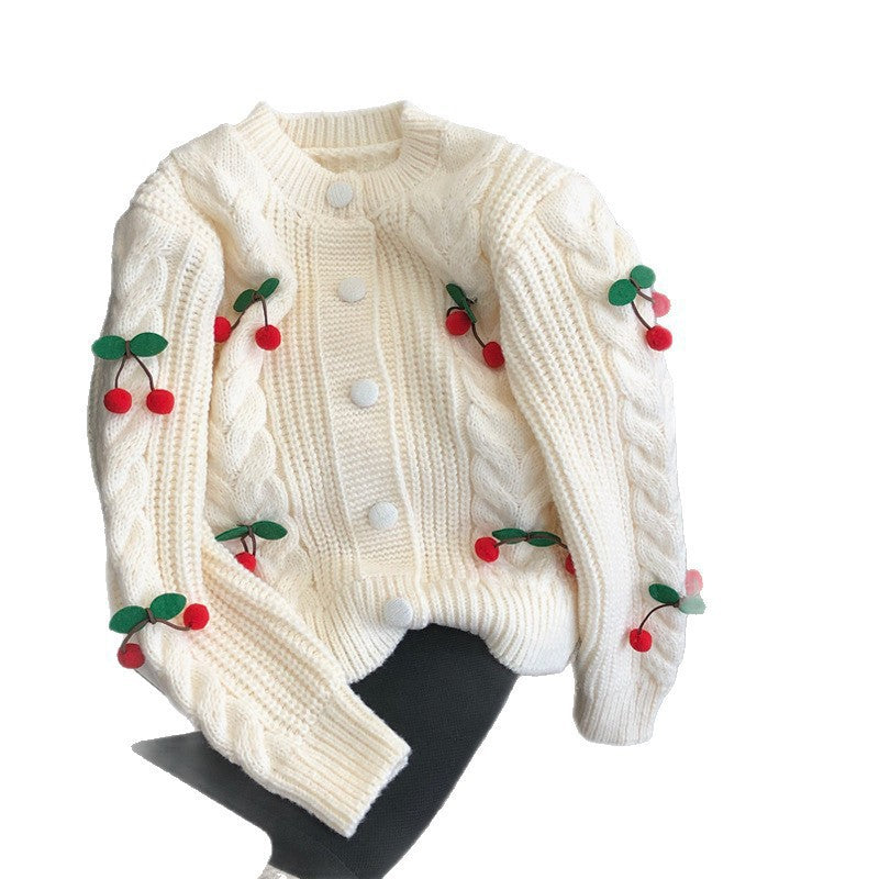 Cherry Younger Sweet Sweater Female Korean Loose and Lazy Style