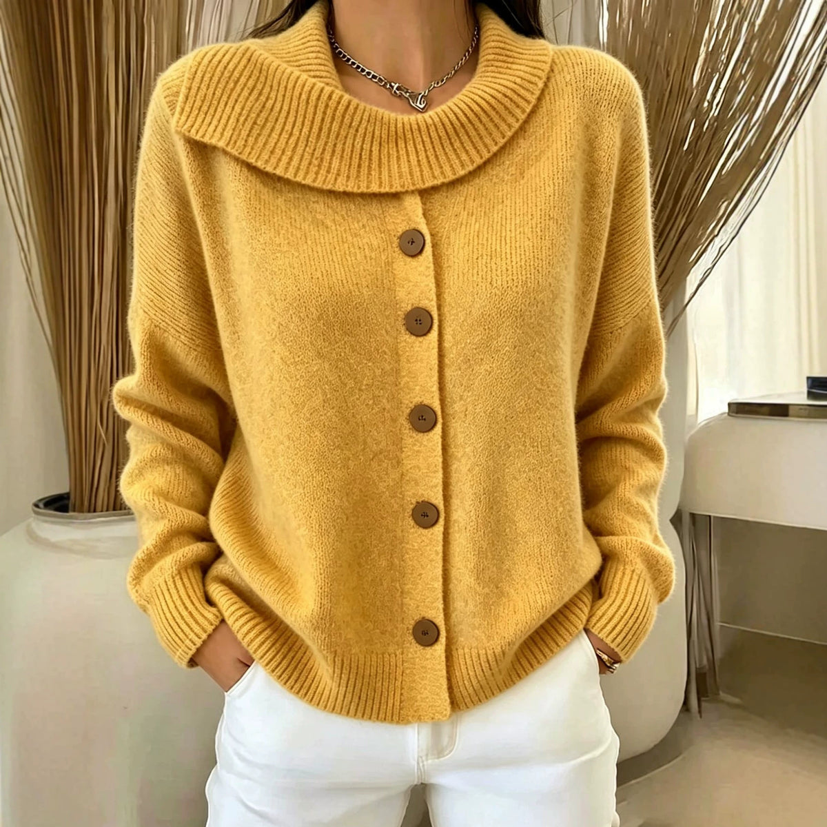 Knitted Cardigan with Buttons Womens Sweater Jacket