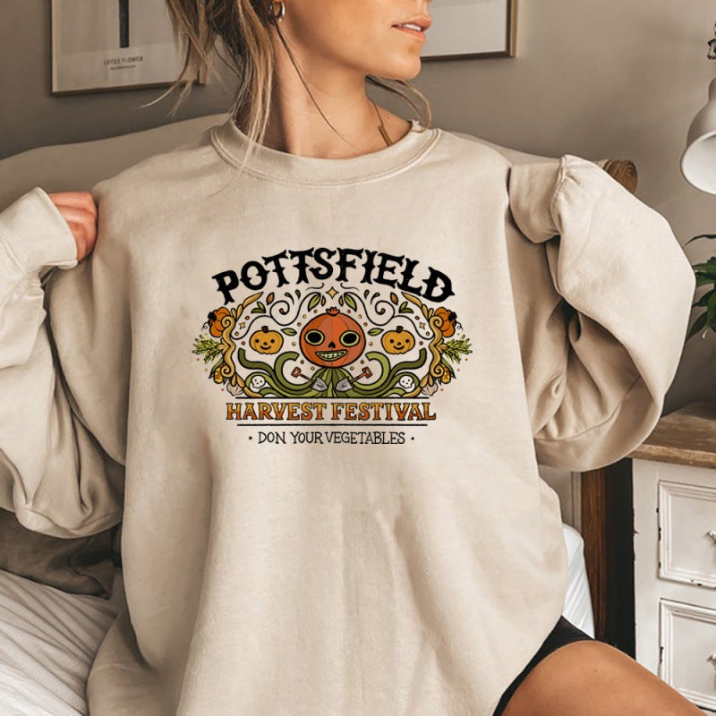 Women's Halloween Pumpkin Print Pullover Sweatshirt