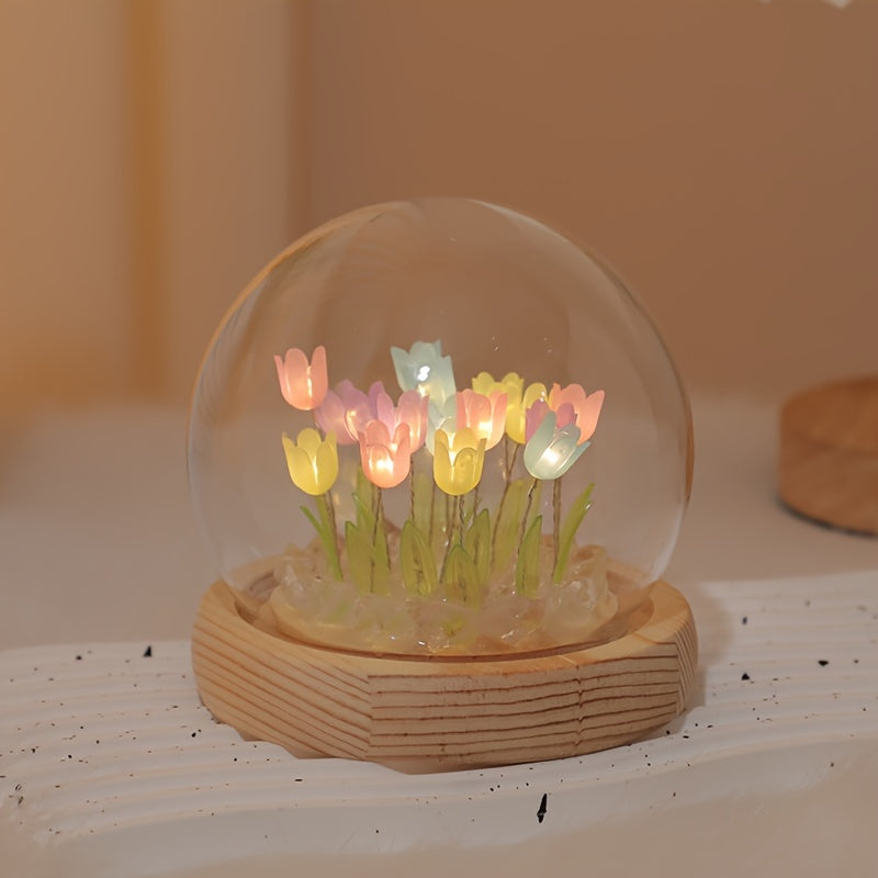 Christmas Gift 10 Flowers Tulip Night Light Finished Bedroom Room Decoration Luminous Desktop Small Ornament Creative Birthday Gift for Girlfriend Girls Valentine's Day, Best for Christmas, Perfect…