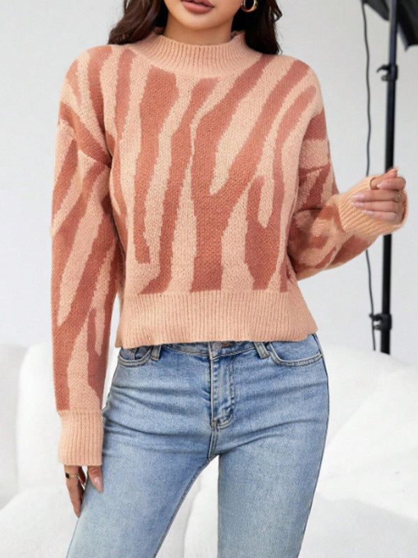 Jacquard Casual Sweater Loose Top for Women