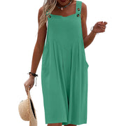 Summer Solid-Color Jumpsuit Sleeveless Solid-Color Wide-Leg Suspender Pants Womens Style